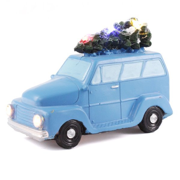 Χριστουγεννιάτικο Διακοσμητικό Αυτοκινητάκι με 6 LED, Γαλάζιο (12cm)